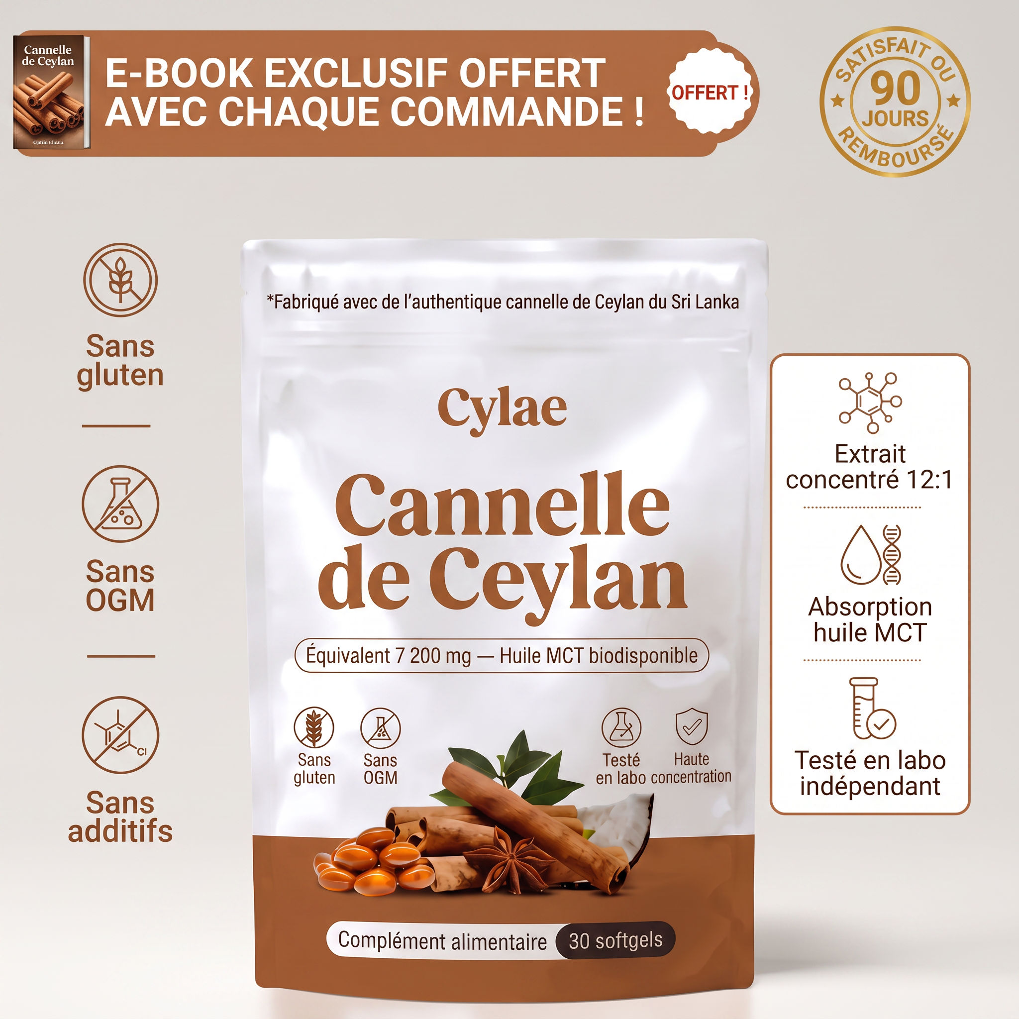 Cylae — Cannelle de Ceylan 7 200 mg avec huile MCT